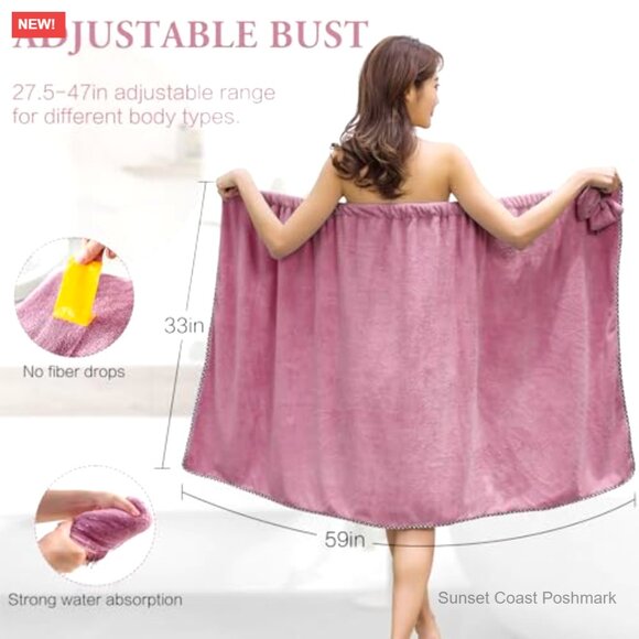 Microfiber Hair Towel and Body Wrap Adjustable Soft Spa Shower Cover Quick main image 5